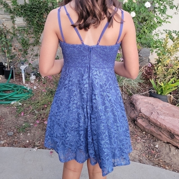 Teeze Me Denim Blue Lace Short Formal size 5/6 - Picture 9 of 16